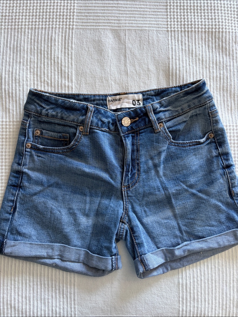 Garage Medium Blue Cuffed Denim Shorts